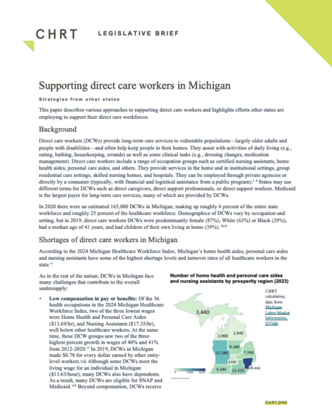 An infographic describing counties in Michigan that lack psychologist/psychiatrist services and/or substance use disorder facilities.